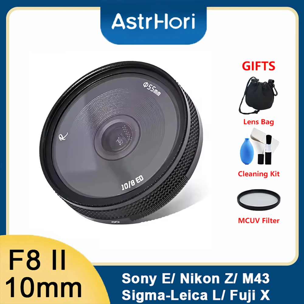 

AstrHori 10mm F8 II APS-C Ultra Wide Angle Prime Fisheye Lens for Sony E Nikon Z Fuji X Olympus M4/3 Sigma Leica Panasonic L