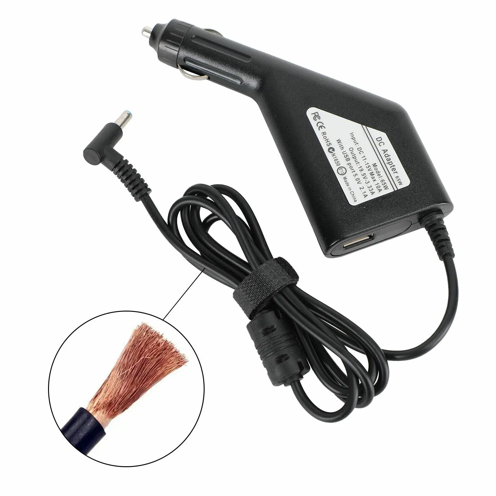 65W 4.5x3.0mm 19.5V 3.33A Car AC Adapter Power Charger Fir For HP Laptop