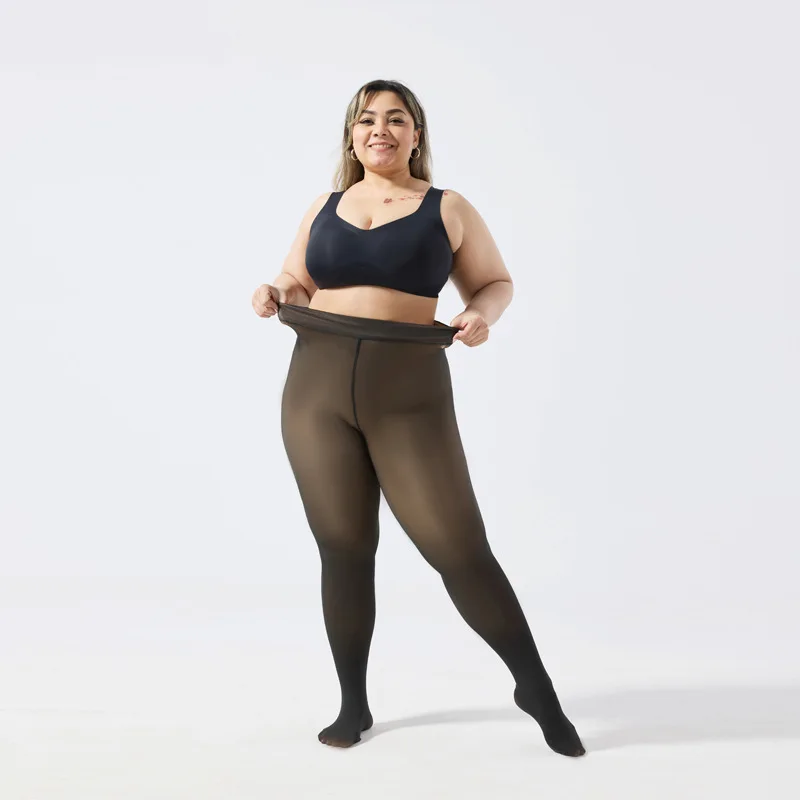 60-110kg de alta qualidade pele real forrado engrossado leggings feminino outono inverno quente exterior usar meia-calça mais 85g sem veludo novo