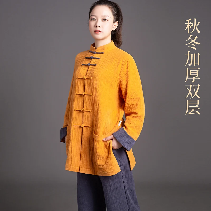 New Unisex Spring Autumn Double-Layer Thick Cotton Hemp Fabric Upgraded Ta