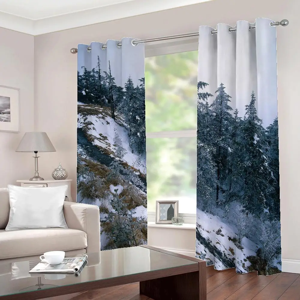 Photo 3D Curtains for Living Room Window curtains white snow curtain 3D Curtains For Living room Blackout