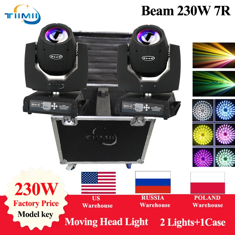2Pcs/Lot Beam 7R 230W Moving Head Light with Flight Case for Wedding DJ Stage Bar Disco Stage Concert Theater Beam 7R 230W