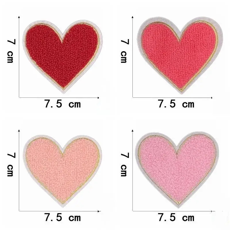 Mehrfarbige Handtuch-Stickerei-Herz-Aufnäher zum Aufbügeln, weich, flauschig, einfach anzubringen, perfekt für DIY-Jacken, Taschen, Bastelarbeiten, Dekorationen. – Detail 30