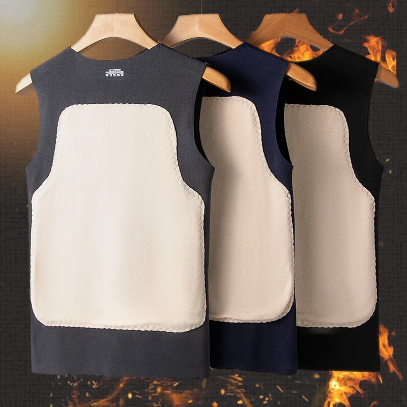 

1pcs Autumn Winter Mens Patch Thermal Vest Seamless Warm Lingerie Male Comfortable Warm Top Man Inner Wear Sleeveless Base Shirt