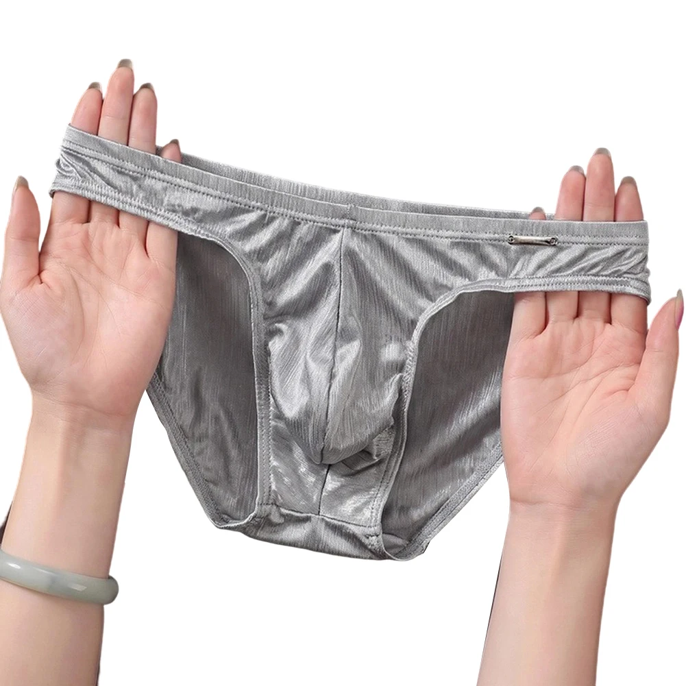 1pc Men Flowing Glossy Briefs U-shaped Pouch Low Waist High Stretchy Underwear Quick Dry Breathable Lingerie L-3XL Large Size