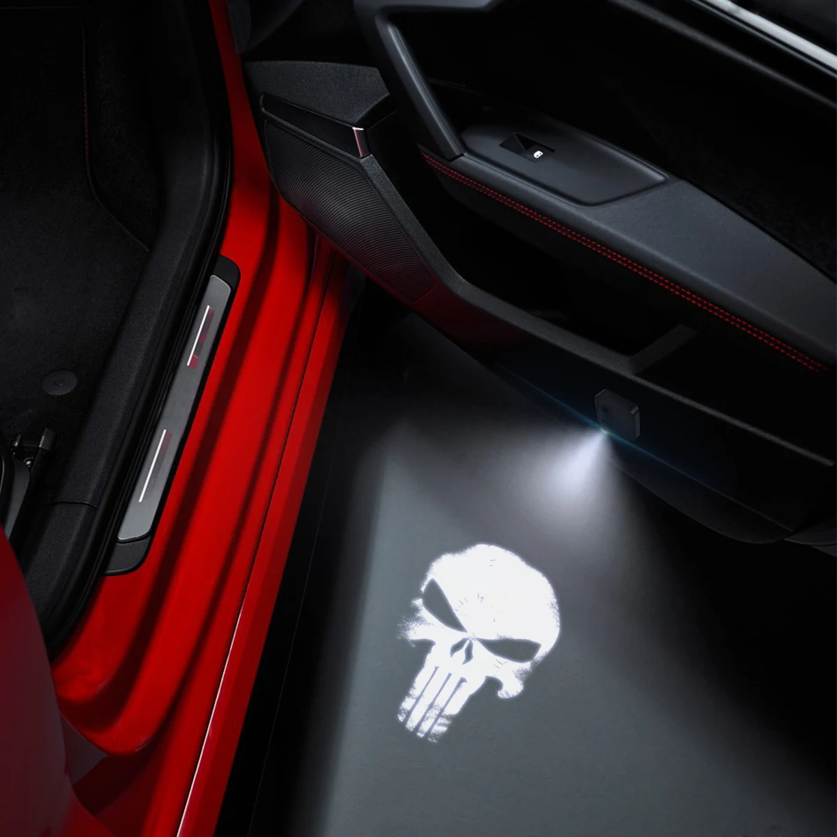 Porta do carro Bem-vindo Luzes, Projetor Laser Logotipo, Sensor Sem Fio, Cabeça Do Crânio, Jeep Wrangler, Opel, Hyundai, Volvo, Ford, Dodge, 1 Pc,