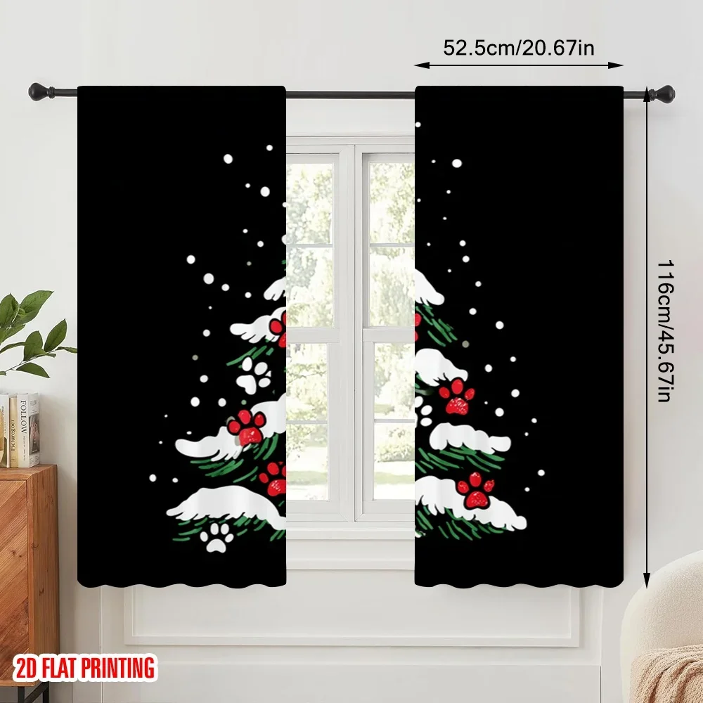 2pcs,2D plane printing Creative Curtains Tree Funny Versatile 100% Polyester (without rod) Home Decor Use for Kitchen, Bedroom &