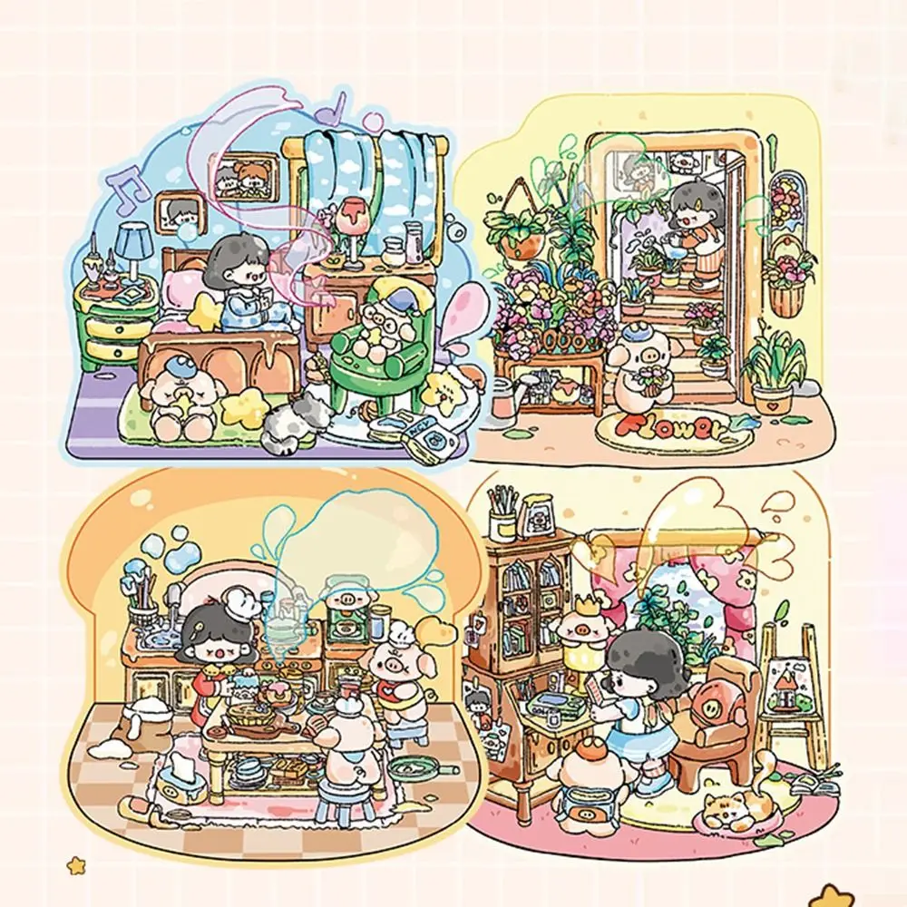 

20in1 Landscape Sticker Book Cartoon Capybara 3D Stickers Scene Set Free Combination DIY Miniature Scene Scrapbook Kit Student