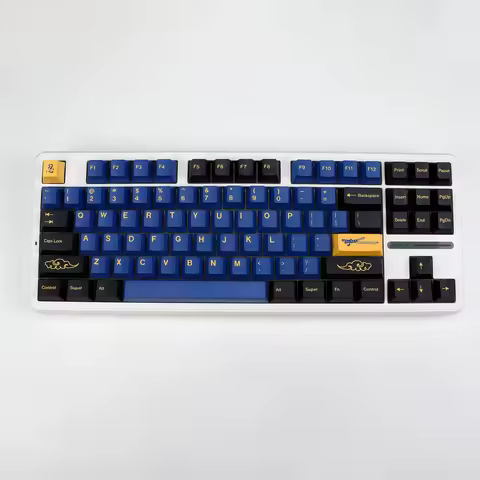 KBDiy GMK Blue Samurai Keycaps Mechanical Keyboard Cherry Profile PBT Keycap Custom for MX Switches 143 Keys Caps for 60/61/68