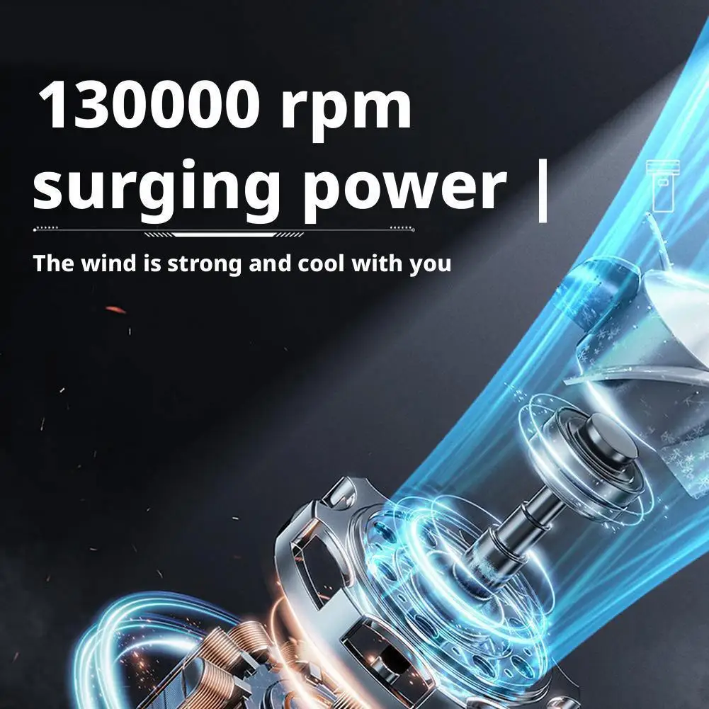 منفضة هواء مضغوطة 130000 دورة في الدقيقة قابلة لإعادة الشحن، منفضة هواء كهربائية لاسلكية فائقة القوة، 6 تروس منفاخ صغير قابل للتعديل مع ضوء #3