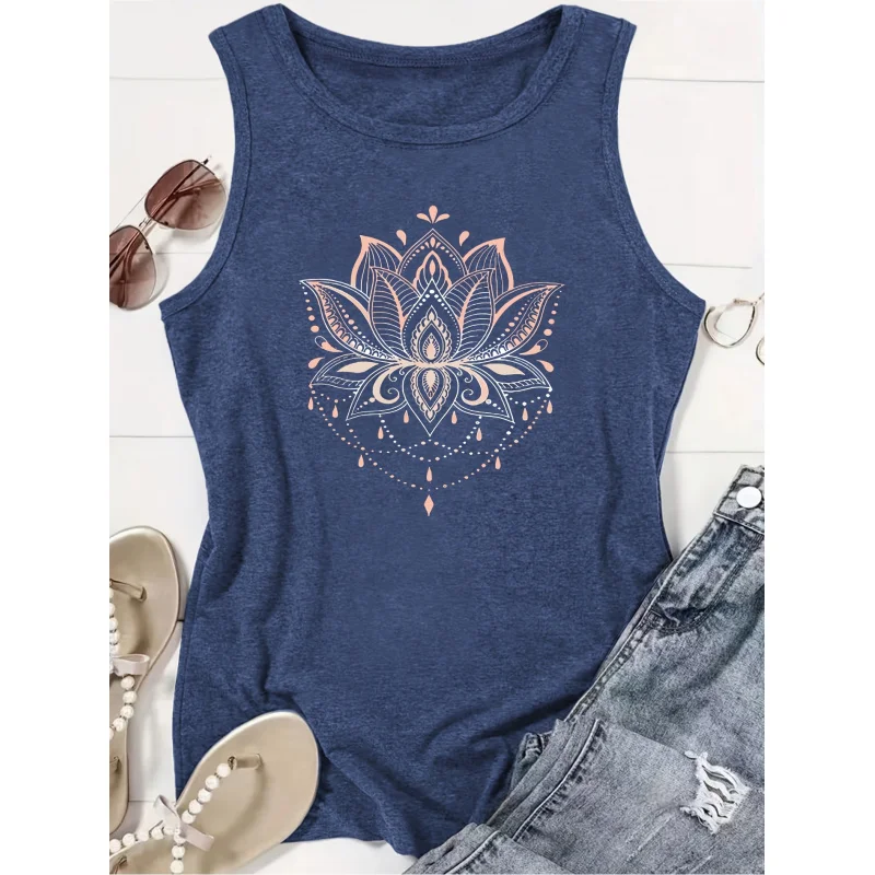 

Women's Elegant Style Vest, Mandala Theme Printed Pattern, Round Neck, Comfortable, Soft