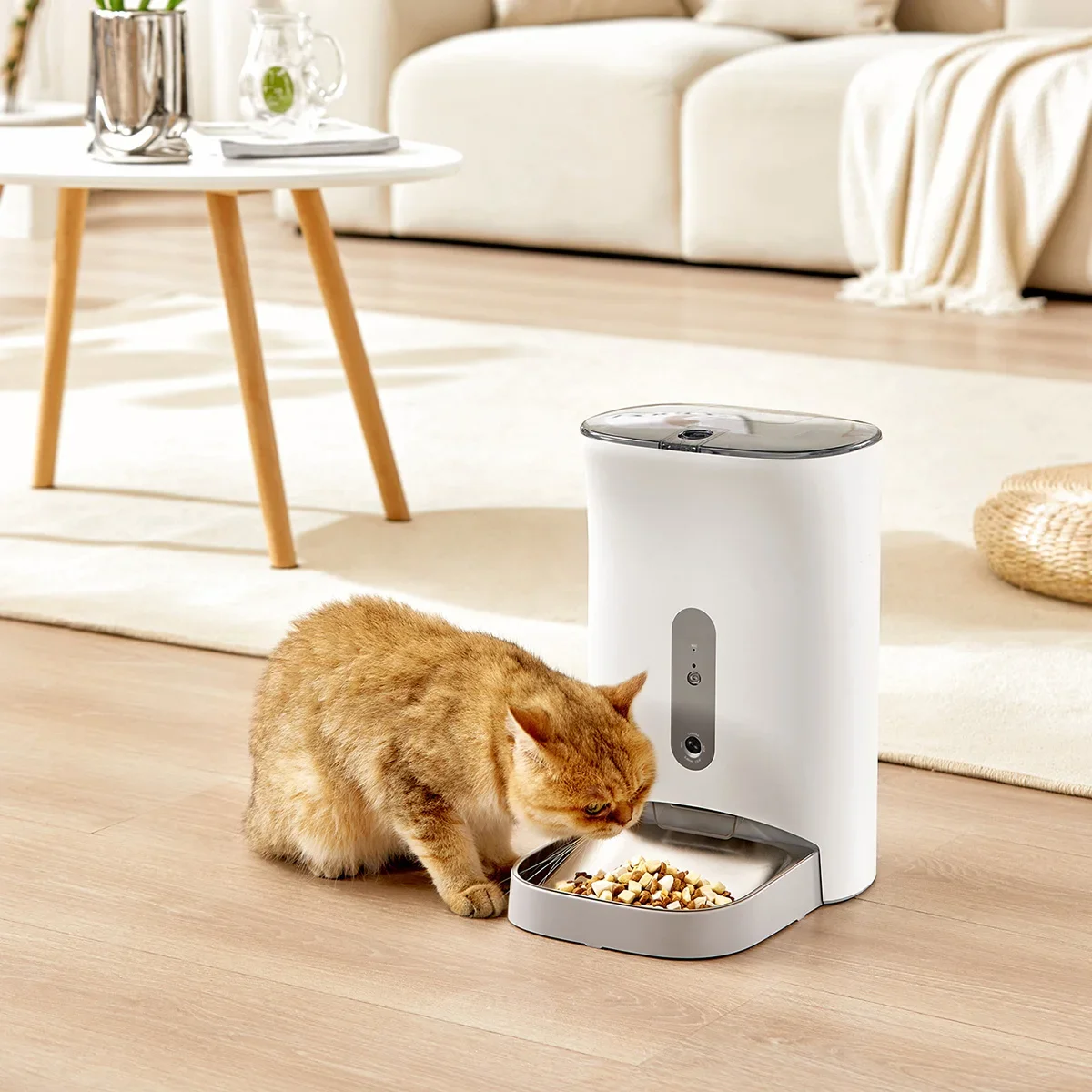 

4.5L Smart Programable Cat Dog Dry Food Dispenser Anti-stuck Grain Camera WIFI App Control Automatic Pet Feeder