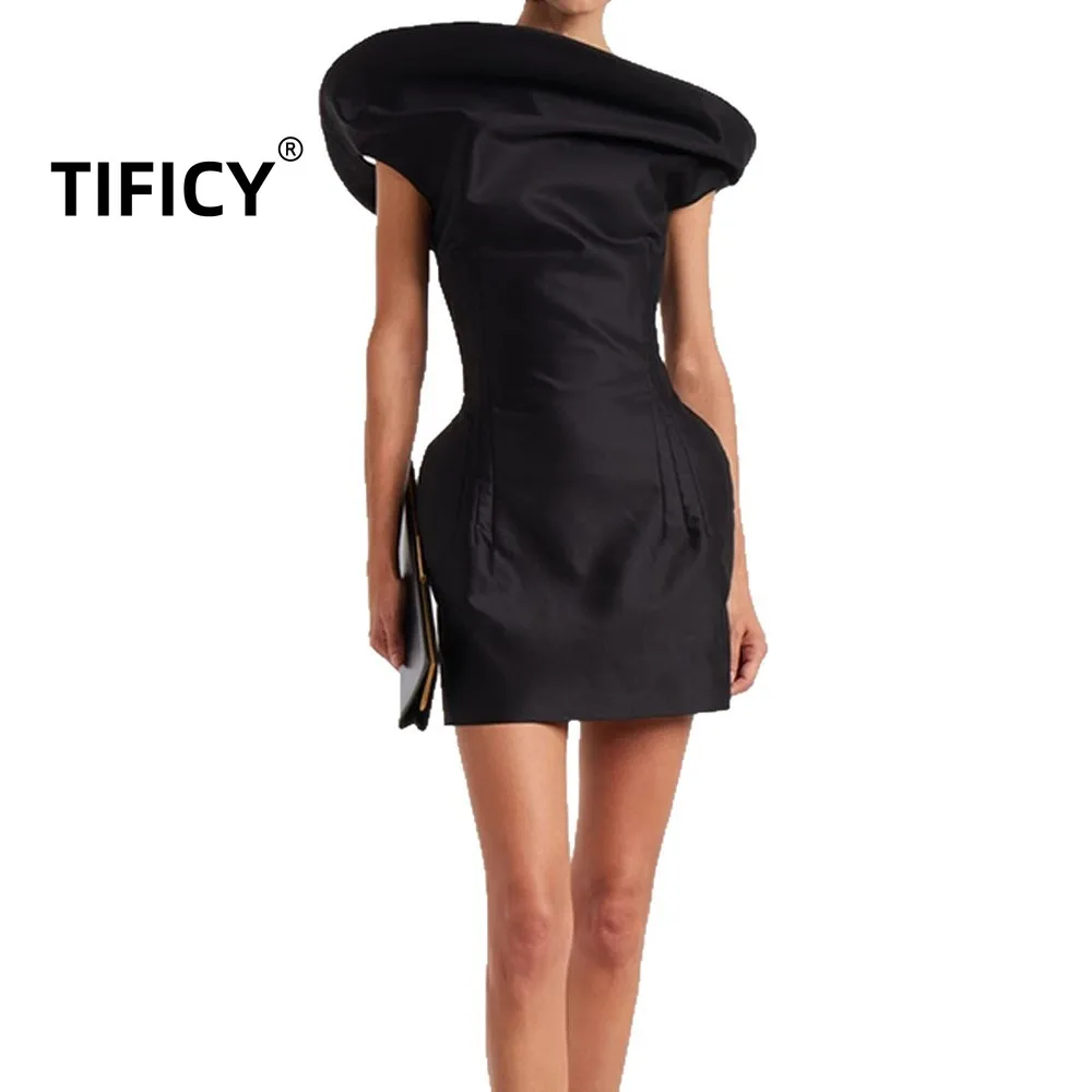 

High Street Sexy New Three-dimensional Decoration Sexy Strapless Mini Dress Women's Fashionable Sexy Short Dresses