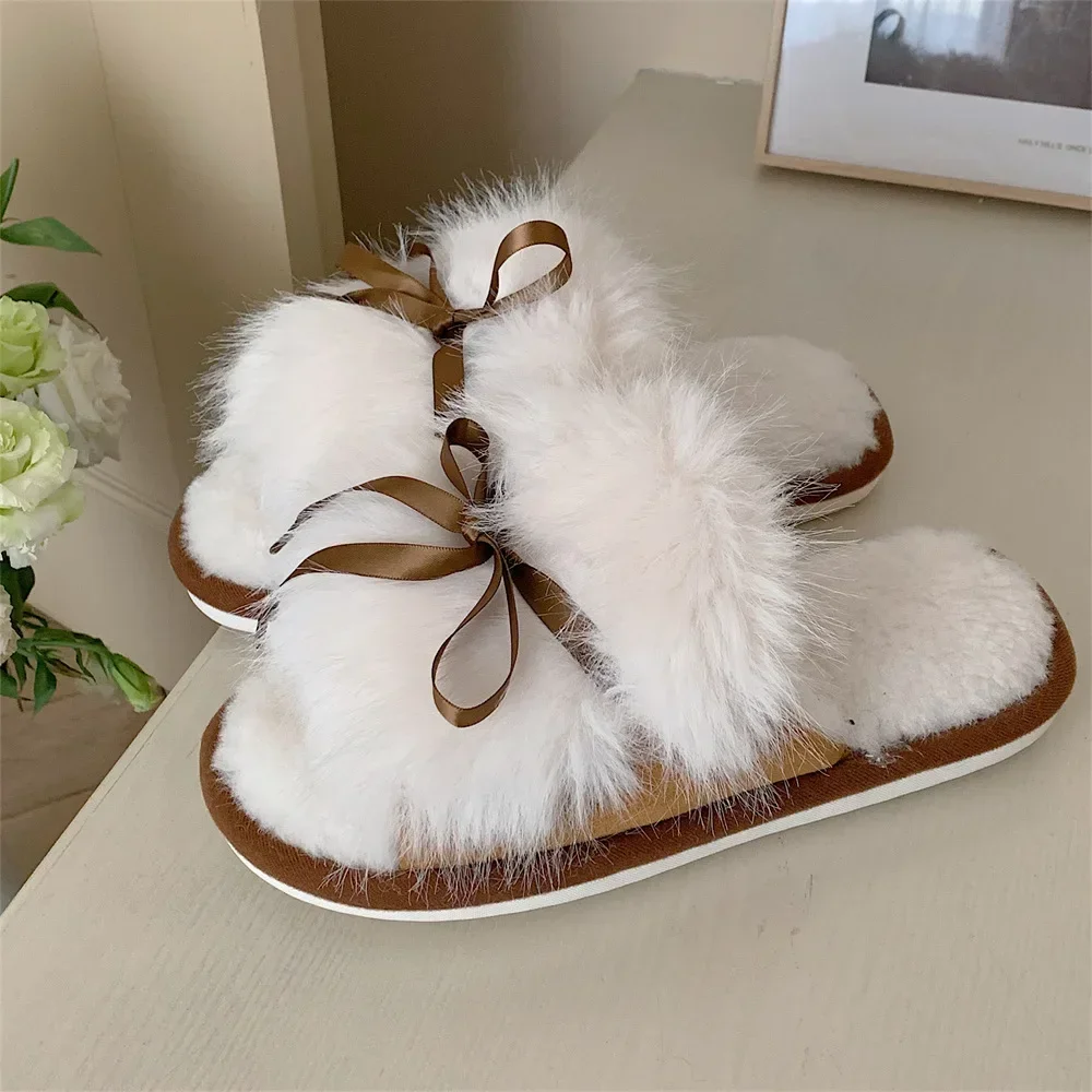 

Women's Indoor Warm Fur Shoes Home Leisure Simple Solid Color Bottom Cotton Slippers Thermal Insulation Non-slip Cotton Shoes