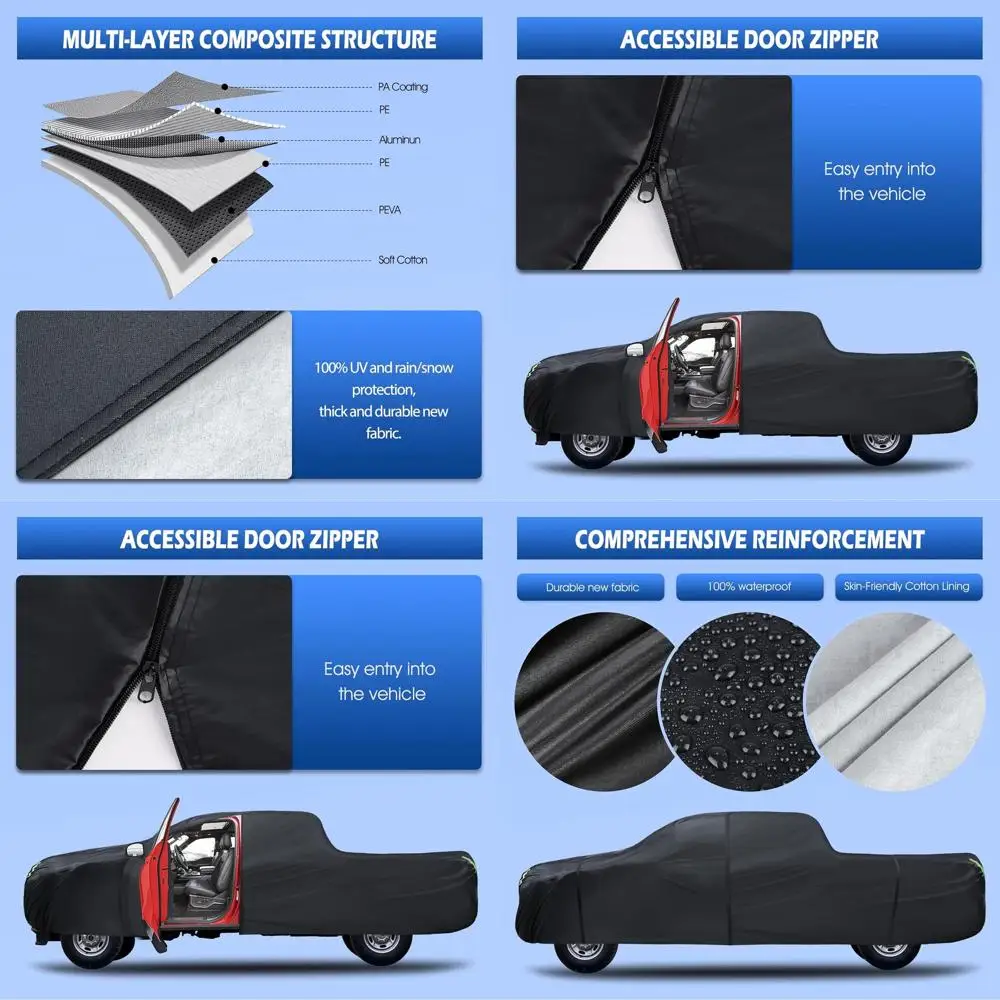 

All-Weather 6-Layer Waterproof Truck Cover for Ford F150, Chevy Silverado 1500, GMC Sierra, Ram 1500, Toyota Tundra (Fits Trucks
