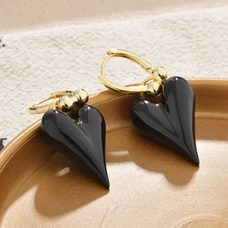 Women's Enamel Heart Dangle Earrings, Gift-Ready