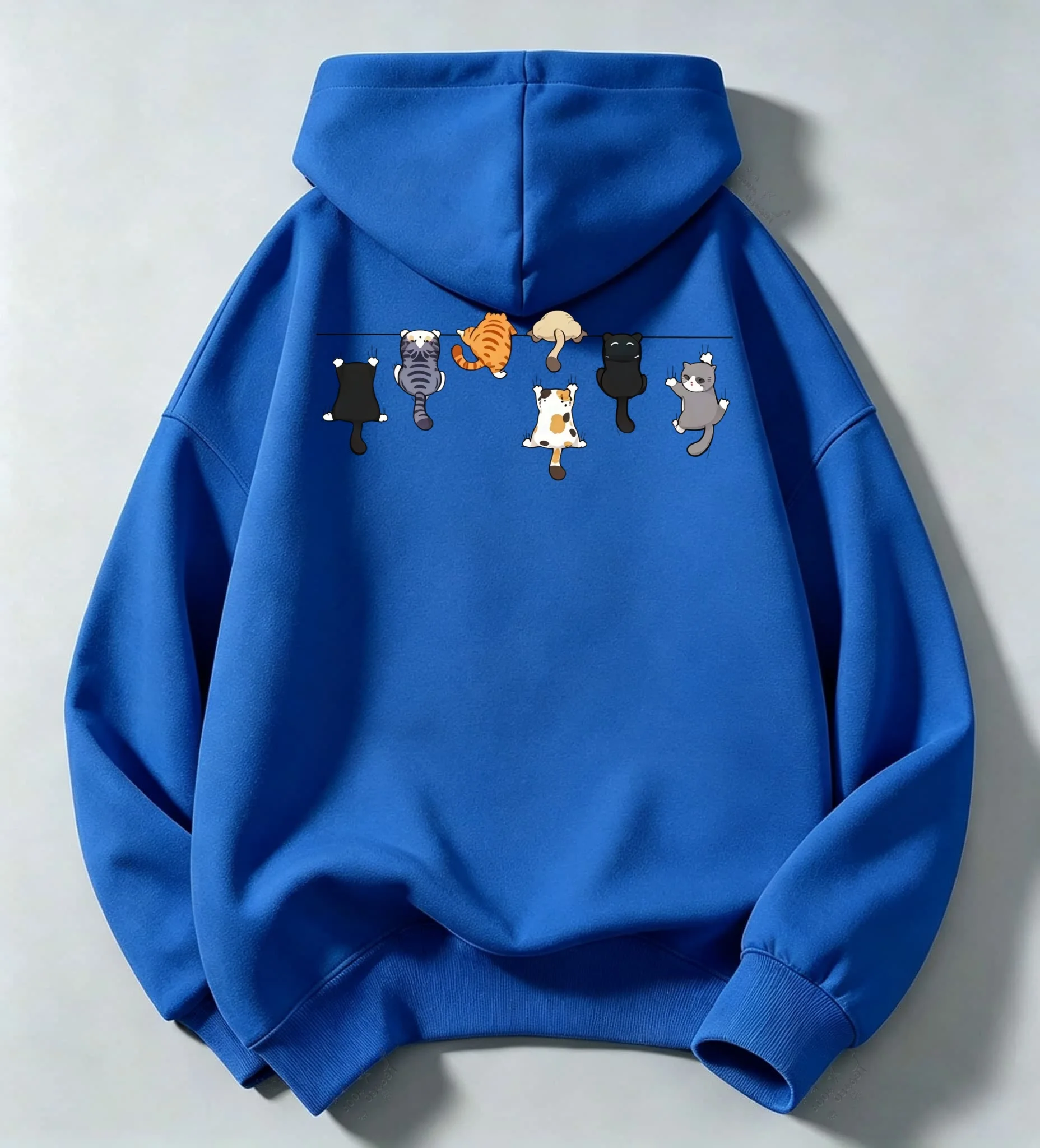 Kapuzenpullover mit Cartoon-Katzenmuster für Herren, geeignet für Frühling, Herbst und Winter, lässiger Kapuzenpullover in großer Größe, Streetwear für Paare. – Detail 9