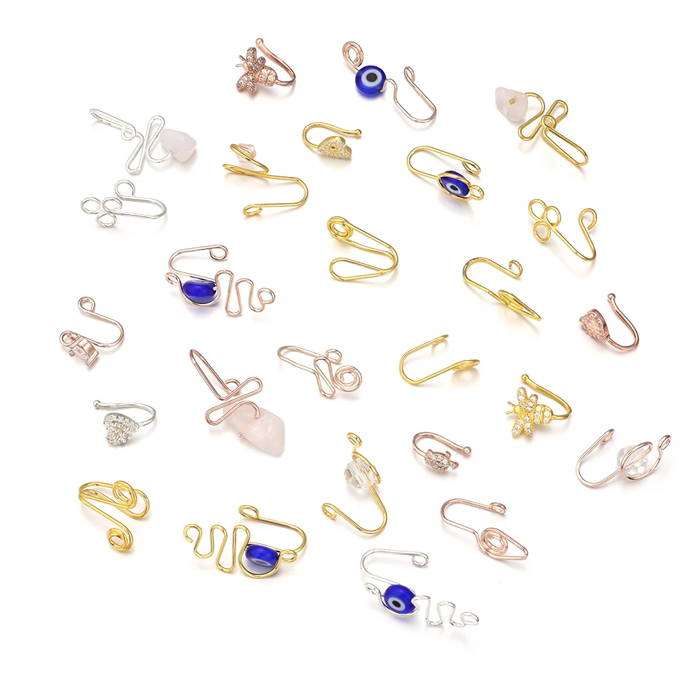 5pcs/lot Non Piercing Cliped Nose Ring Mix Style  U Shape Nose Clips Gold Silver Color Nose Hoop for Women Men Fake Body Jewelry