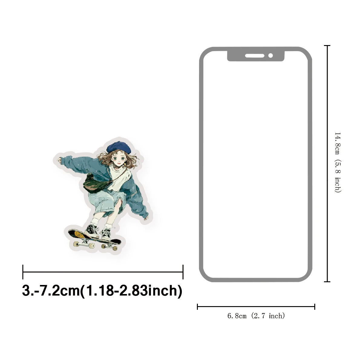 Etori Life Skateboard Time 30Pcs Street Skateboard Girl Hand-Drawn Stickers Trendy and Cool Atmosphere Stickers for Notebooks, Phone Stickers, Luggage, Photo Albums, Room Decoration, Office Decoration Accessories, Handmade Scrapbooks, Student Gift Paper Bags, Children's Stationery Stickers, Back-To-School Season, Cycling Decals