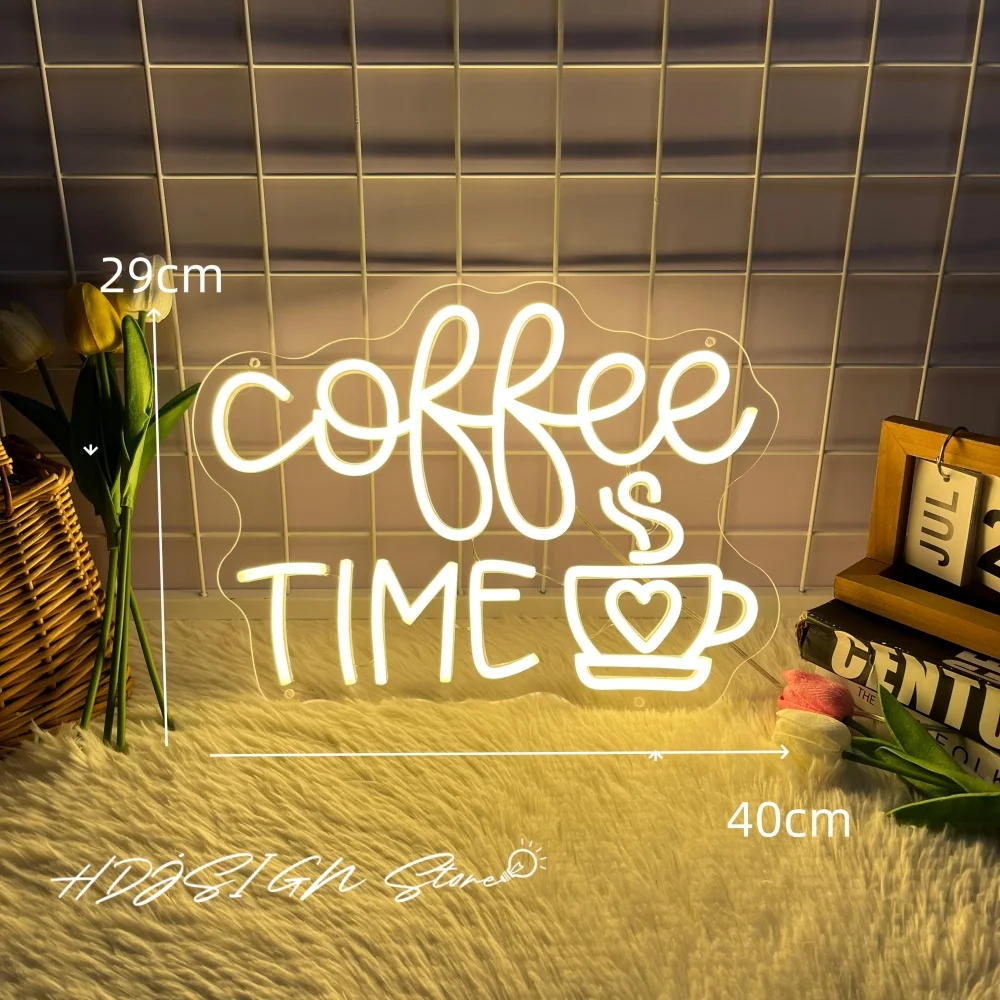Coffee Time Neon Sign Led Light Cafe Shop Led Sign Coffee Neon Lighting Home Bar Shop Room Decor Cafe Signs Led Decoration