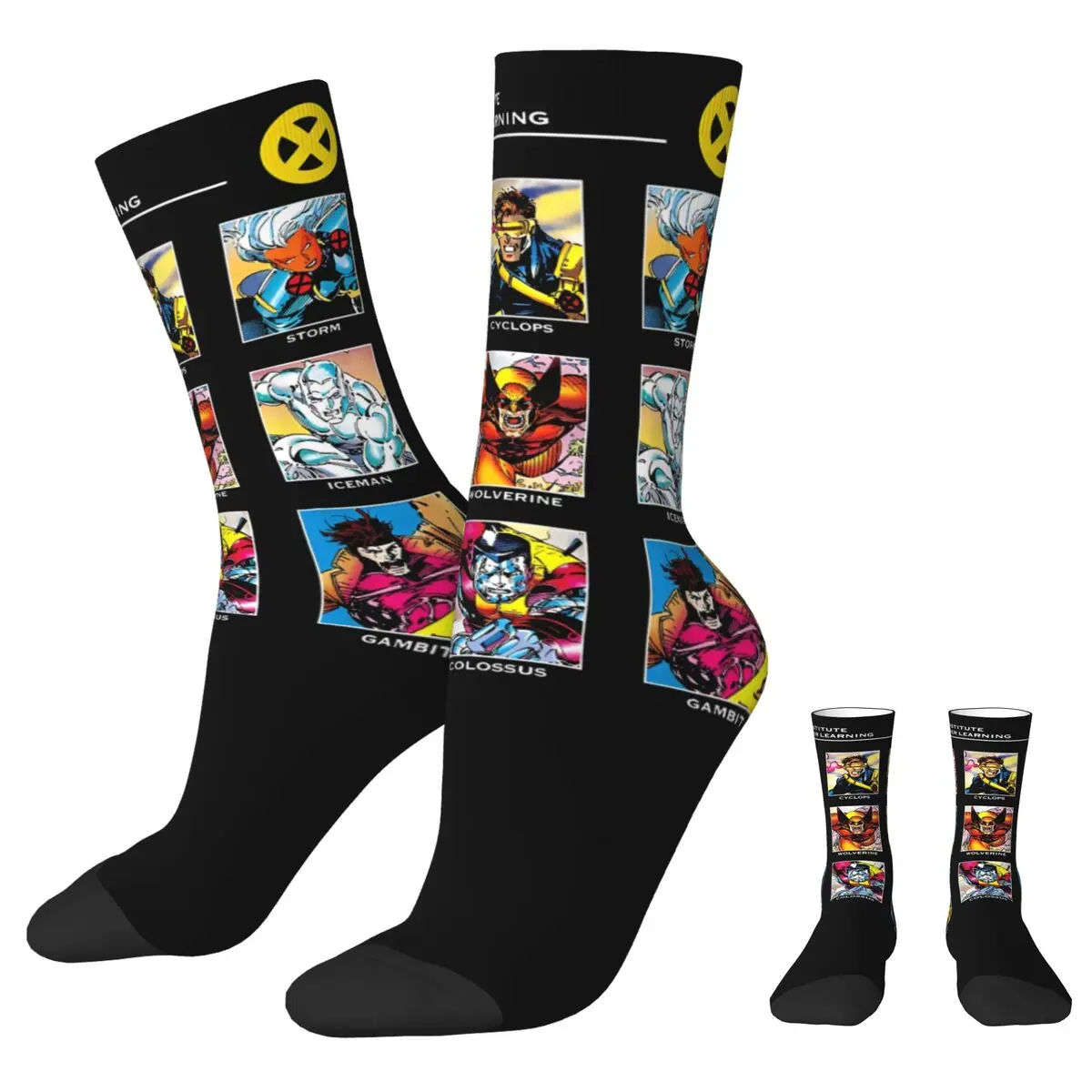 X-Men Xavier Institute 90s Socks Men Women Polyester Casual Socks High Quality Spring Autumn Winter Middle Tube Gifts