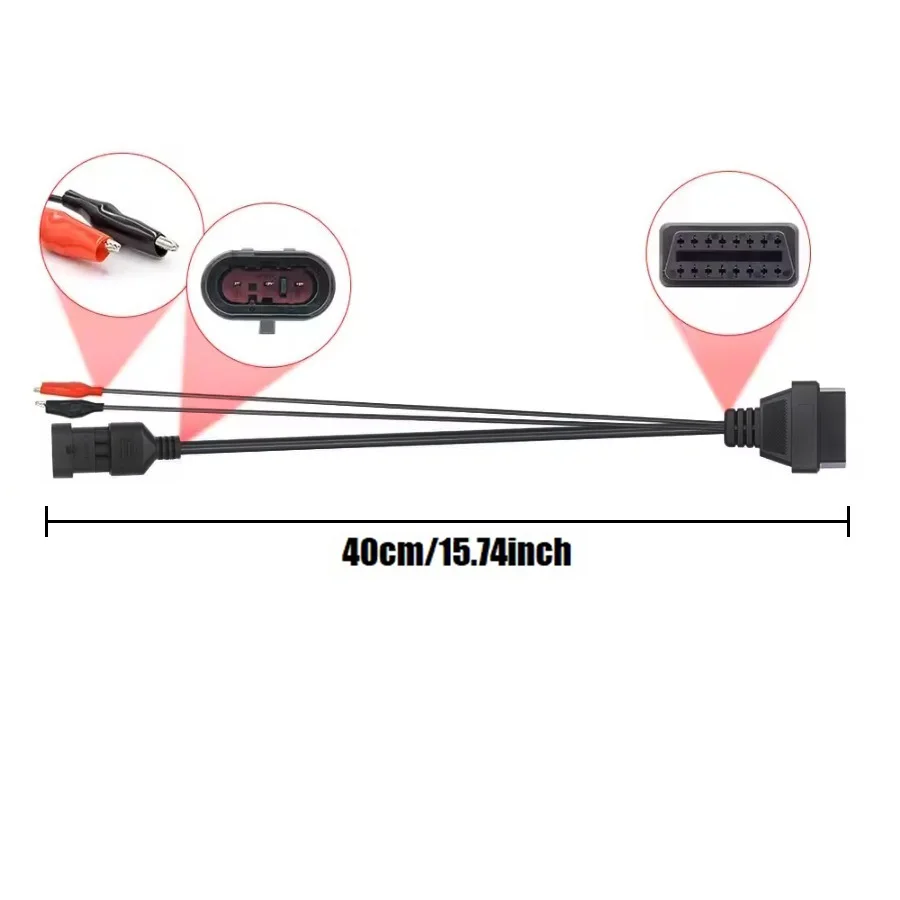 For Fiat / Alfa/ Lancia 3 Pin to 16 Pin OBDII OBD2 connector Adapter Auto- Car Cable For Fiat 3pin Female Diagnostic Cable