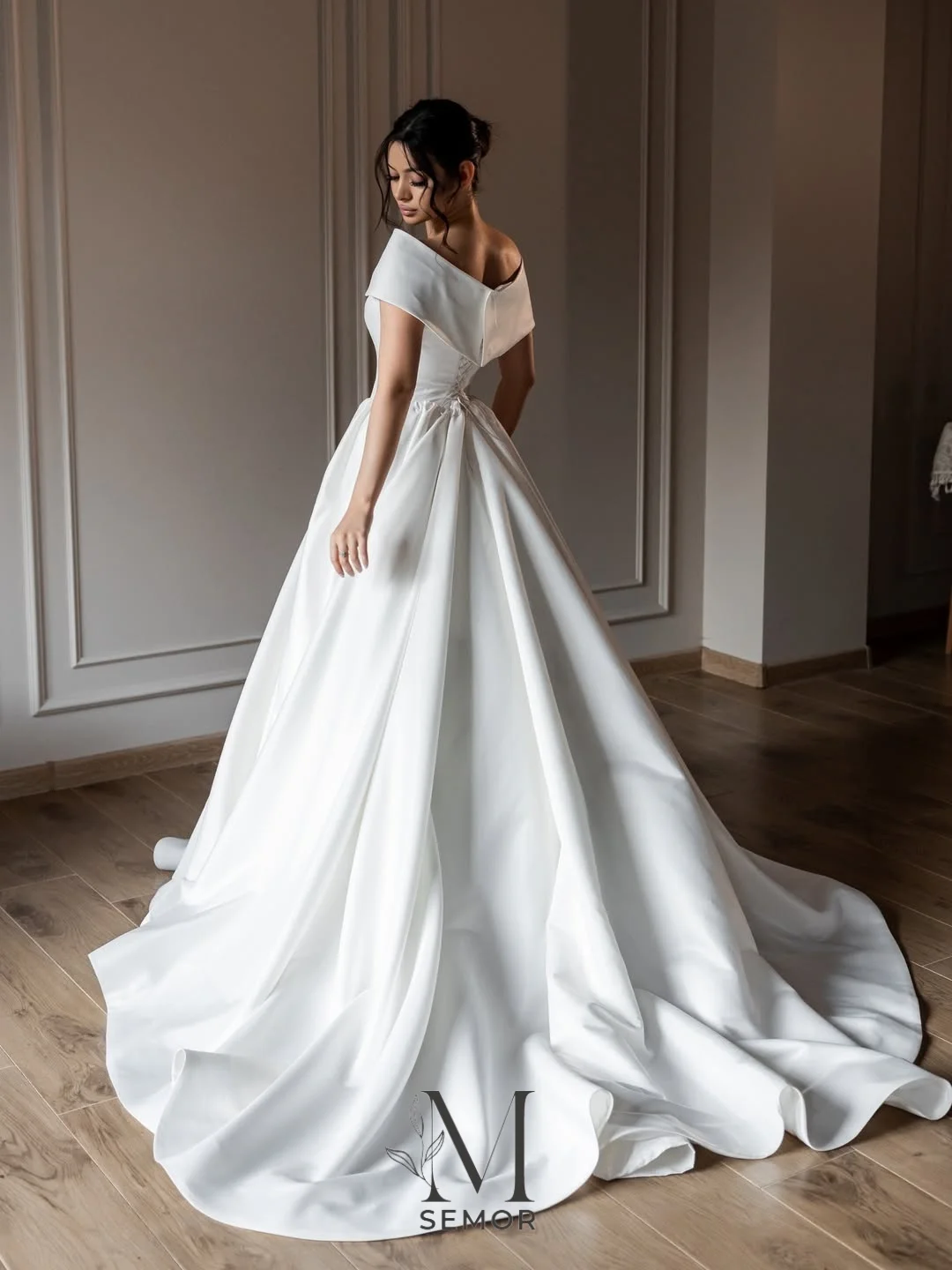 Semor Elegant A-line Stain Wedding Dresses Off the Shoulder Bridal Gown 2026 Lace-up vestido de novia Customized فساتين اعراس وس