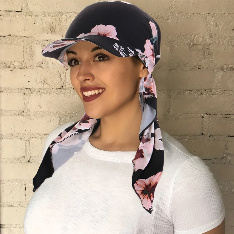 Wrapped Turban Flowers Cloth Arc Hat Strap Turban Hat Versatile Spring Summer Wrapped Hijabs Elastic Strap Sunscreen Hats Muslim