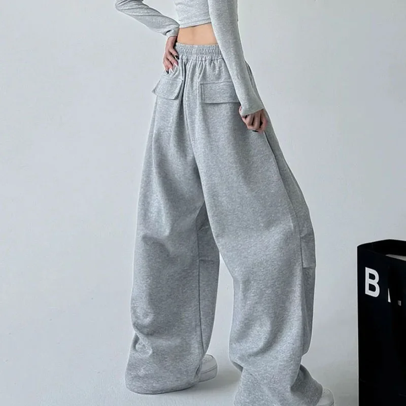 Y2K New Women Vintage Harajuku Streetwear Wide Leg Sweatpants Baggy Oversized Sports Pants Drawstring Joggers Trousers Clothes