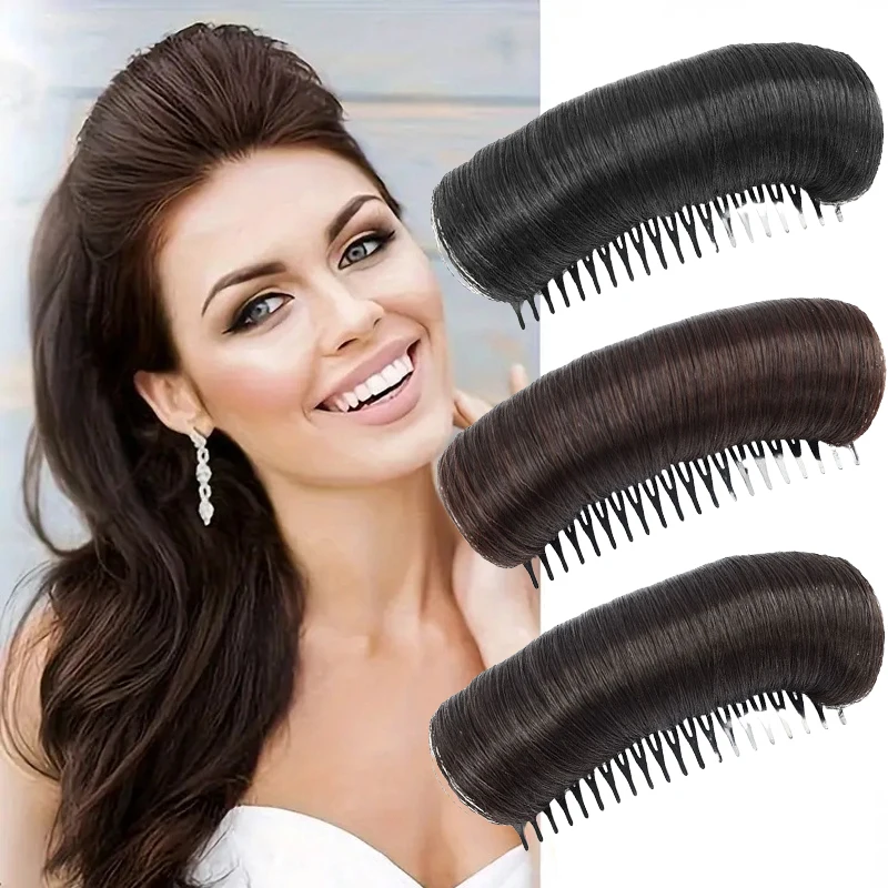 Almohadilla Invisible para el pelo esponjoso, cojín para peluca, raíces estables del cabello, insertar fibra voluminizadora, peine, artefacto de realce femenino, herramienta de peinado
