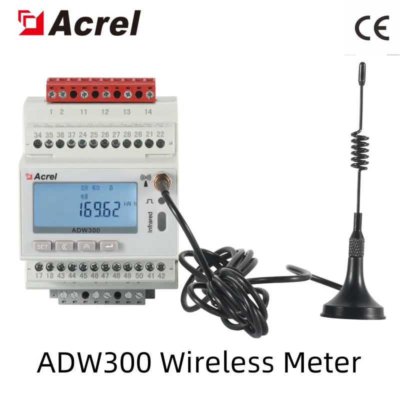 

Acrel 3-phase Wireless Communication IOT Energy Meter ADW300 for IOT system Support WF/4G/LR/LW/RS485