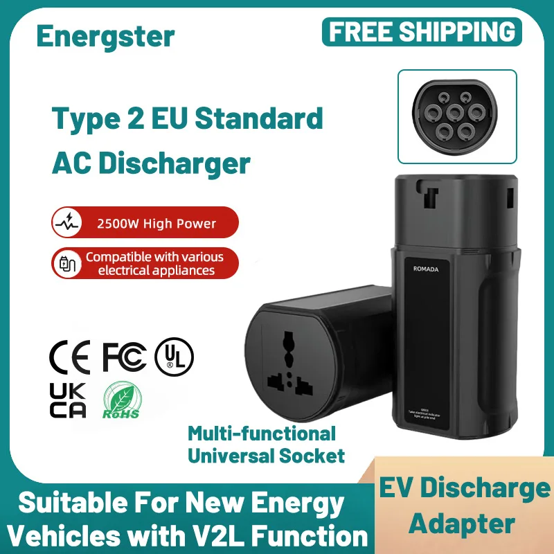 

Type 2 V2L Discharger Adapter with Multi-functional Universal Socket For BYD Zeekr Leapmotor XPeng AION LYNK&CO Haval Geely AITO