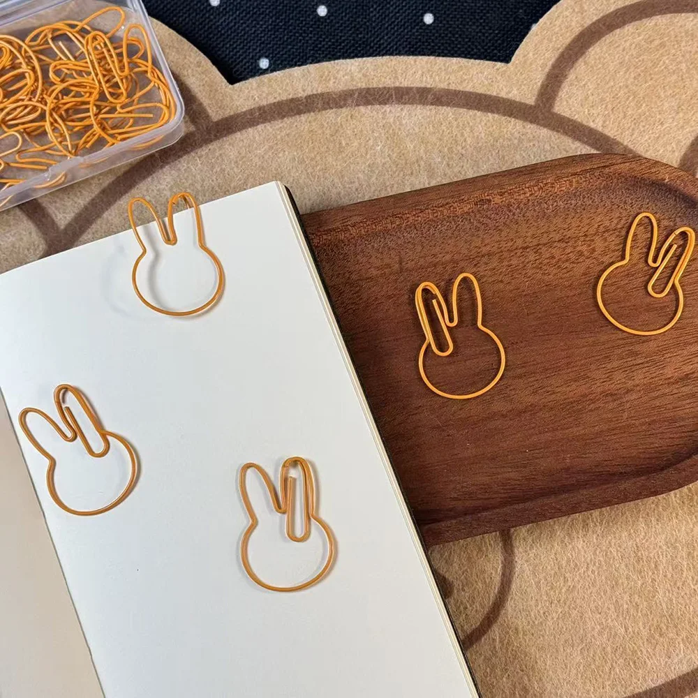 Kawaii Miffy Shape Paper Clip Cute Shaped Metal Bookmark Office Stationery Decorative Page Holder Study Desk Organizer Girl Gift