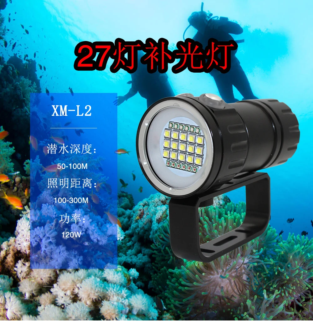 Podwodna 27 LED fotografia wideo latarka do nurkowania 15x XM-L2 biała + 6x XPE czerwona + 6x XPE niebieska wodoodporna latarka taktyczna