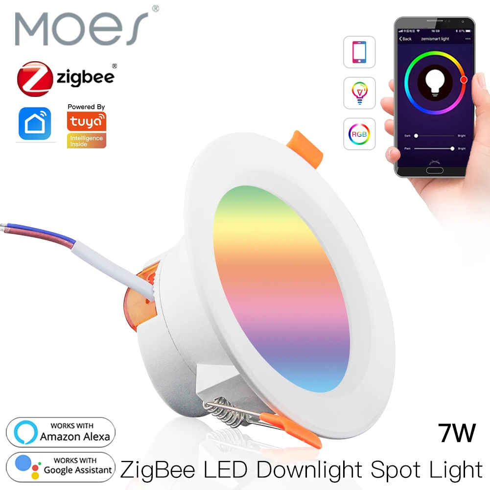 MOES Smart LED Zigbee WiFi Lampada da soffitto spot 7W 10W Dimmerabile RGB CCT Downlight per corridoio camera da letto soggiorno