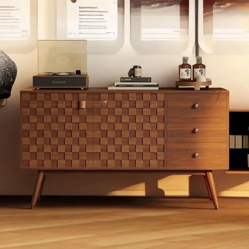 Retro solid wood porch cabinet against the wall storage designer living room home Nordic dining side cabinet medieval