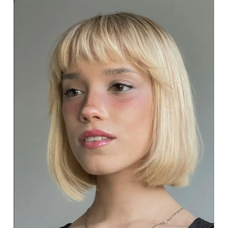 Bob Short Straight Fiber Wig Blonde Heat Safe Wig for Women Natural Looking