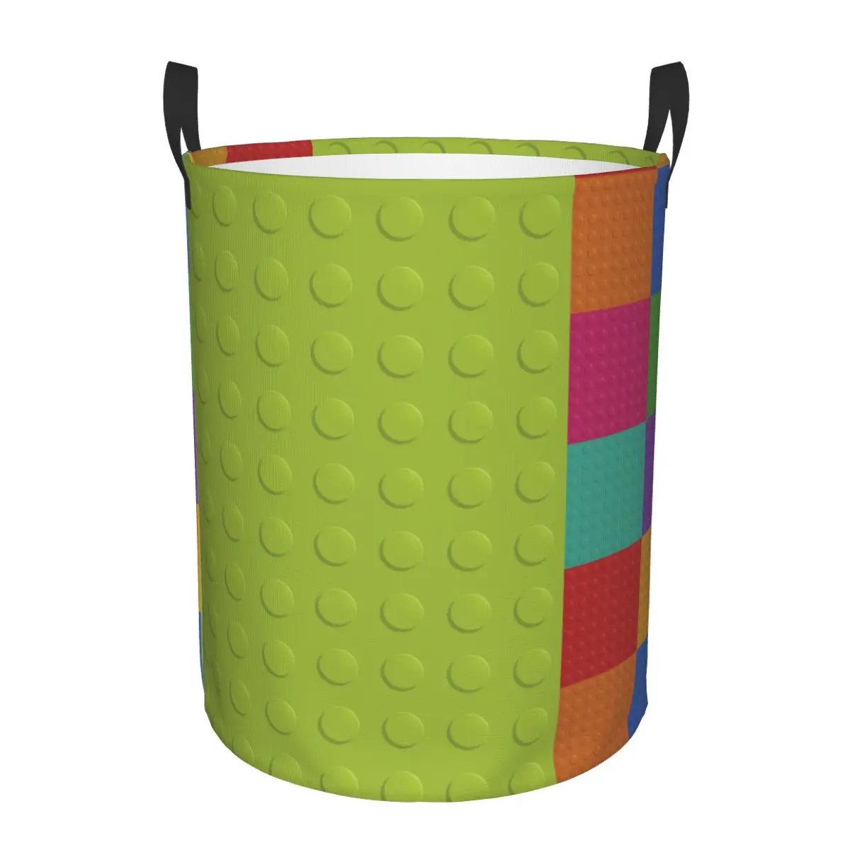 Custom Colorful Building Plastic Brick Toy Blocks Patterns Laundry Basket Foldable Clothes Hamper for Baby Kids Toys Storage Bin