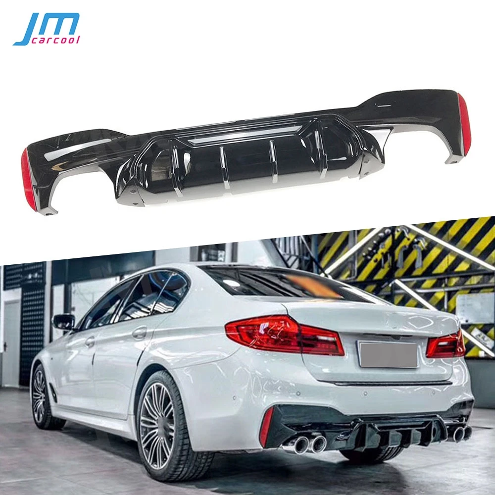 

ABS Rear Bumper Lip Diffuser Spoiler Stainless Steel Exhaust Tips For BMW 5 Series G30 G38 M Sport 2017-2023 M5 Accessories