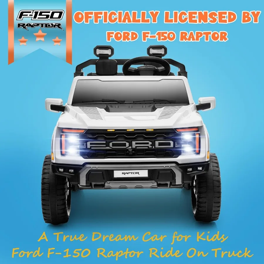 Licensed Ford F-150 Raptor 2 Seater Kids Ride on Truck, 24V Ride on Toys for Big Kids w/Parent Remote Control, Electric Car for