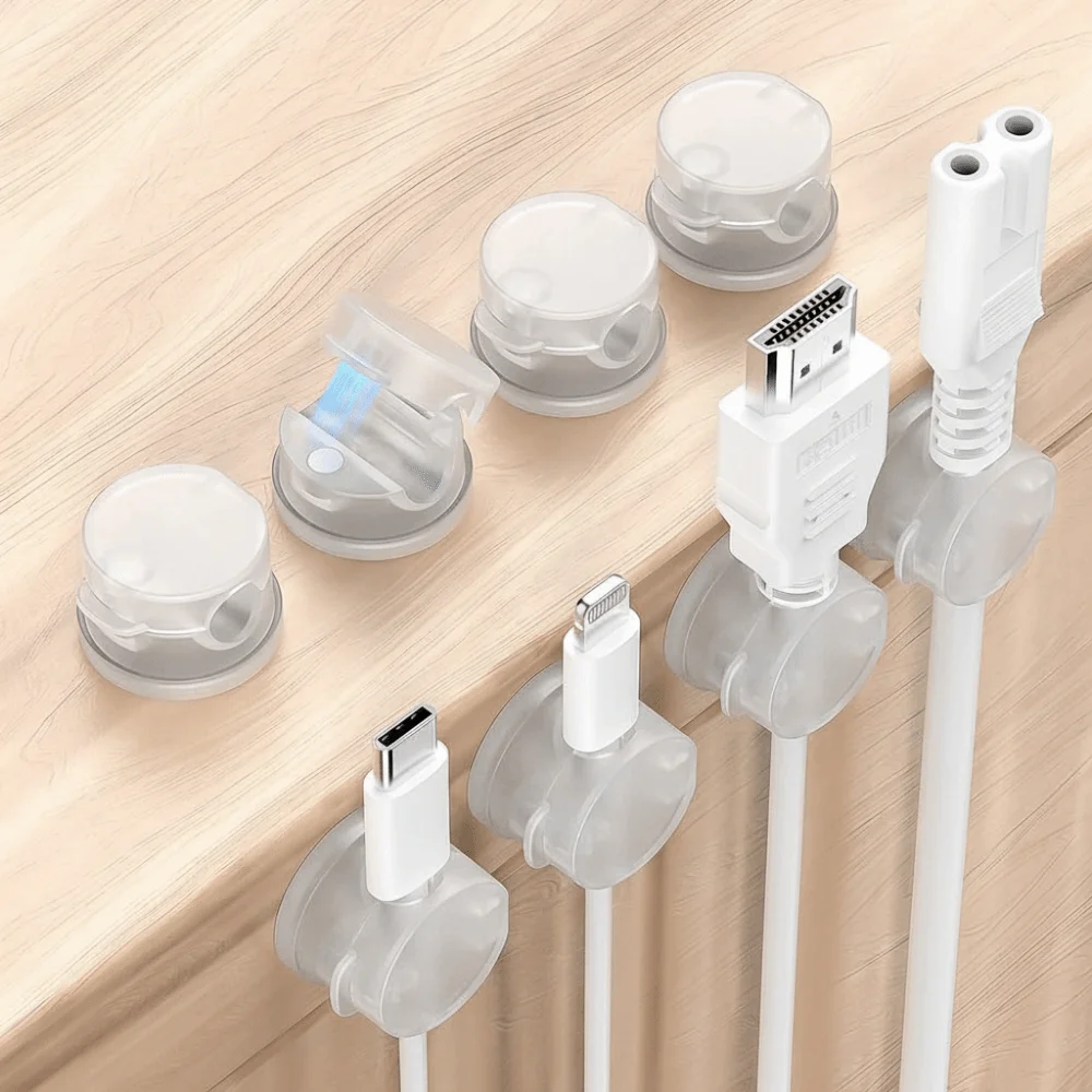 3Pcs Wire Arrangement Magnetic Cable Organizer Adhesive Adjustable Cable Management Rotatable Cord Holder Under Desk