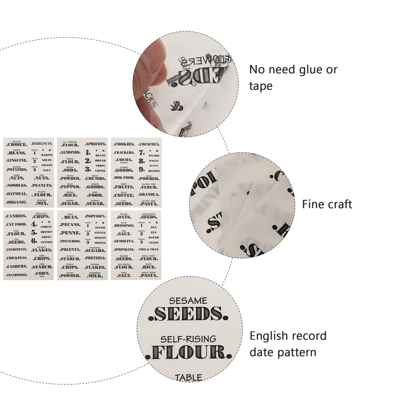 Adesivos de data de comida de cozinha à prova d'água, 6 peças, material ecológico, fácil aderência, sem danos ao corpo, design exclusivo para organização