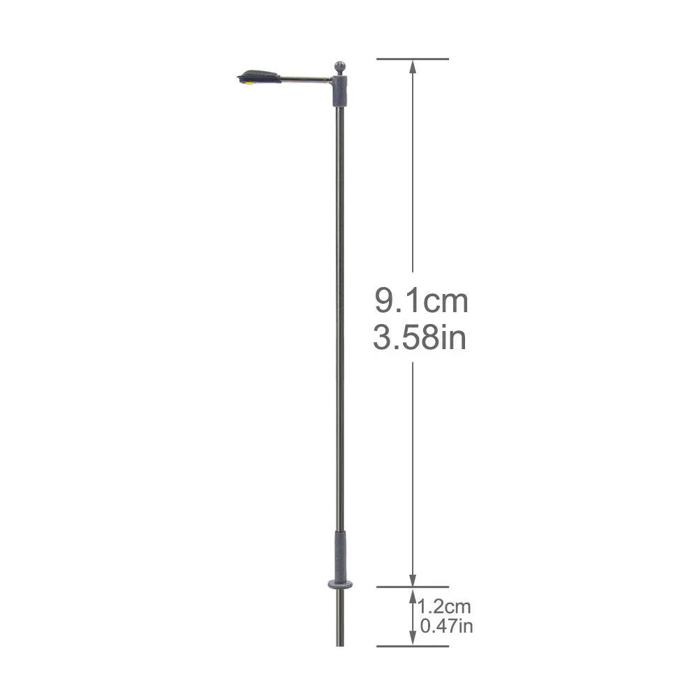 10pcs HO Scale Street Lights Warm White LEDs 1:87 Compatible for OO Gauge Model Railways 9cm Height Lighting Accessories