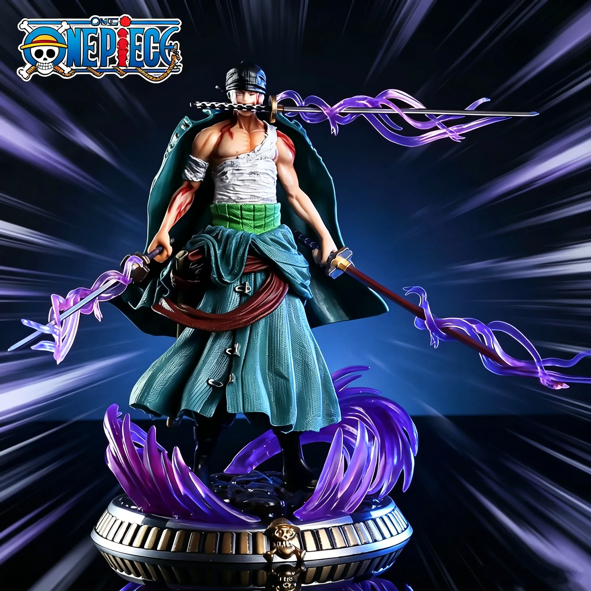 

21cm One Piece Figure Small Blood Bath Sauron One Piece Gk Three-Knife Flow Stunt Version Scene Statue Boxed Anime