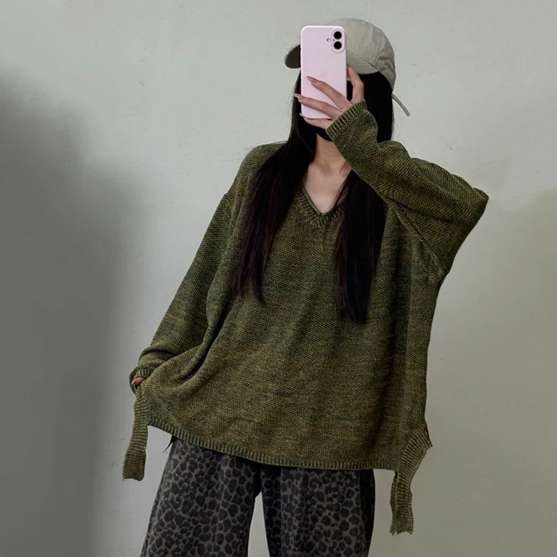 Masss Wasss 2025 Korean Winter Fashion Pullover Womens Loose Warm O Neck Sweaters Ladies Leisure Solid Big Size Knitted Jumpers