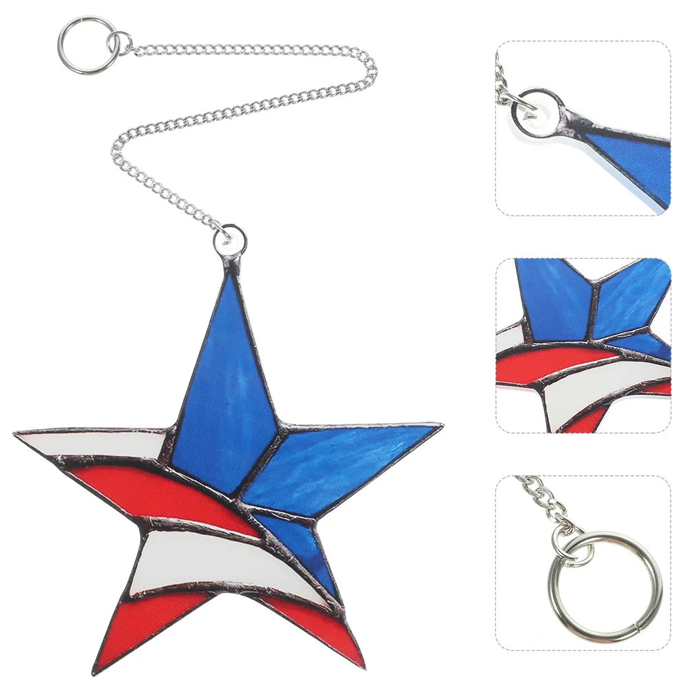 

2pcs Star Hanging Decorations: Acrylic Window Suncatcher Pendant For Living Room Balcony Garden Patriotic Wall Sign 4Th Of July