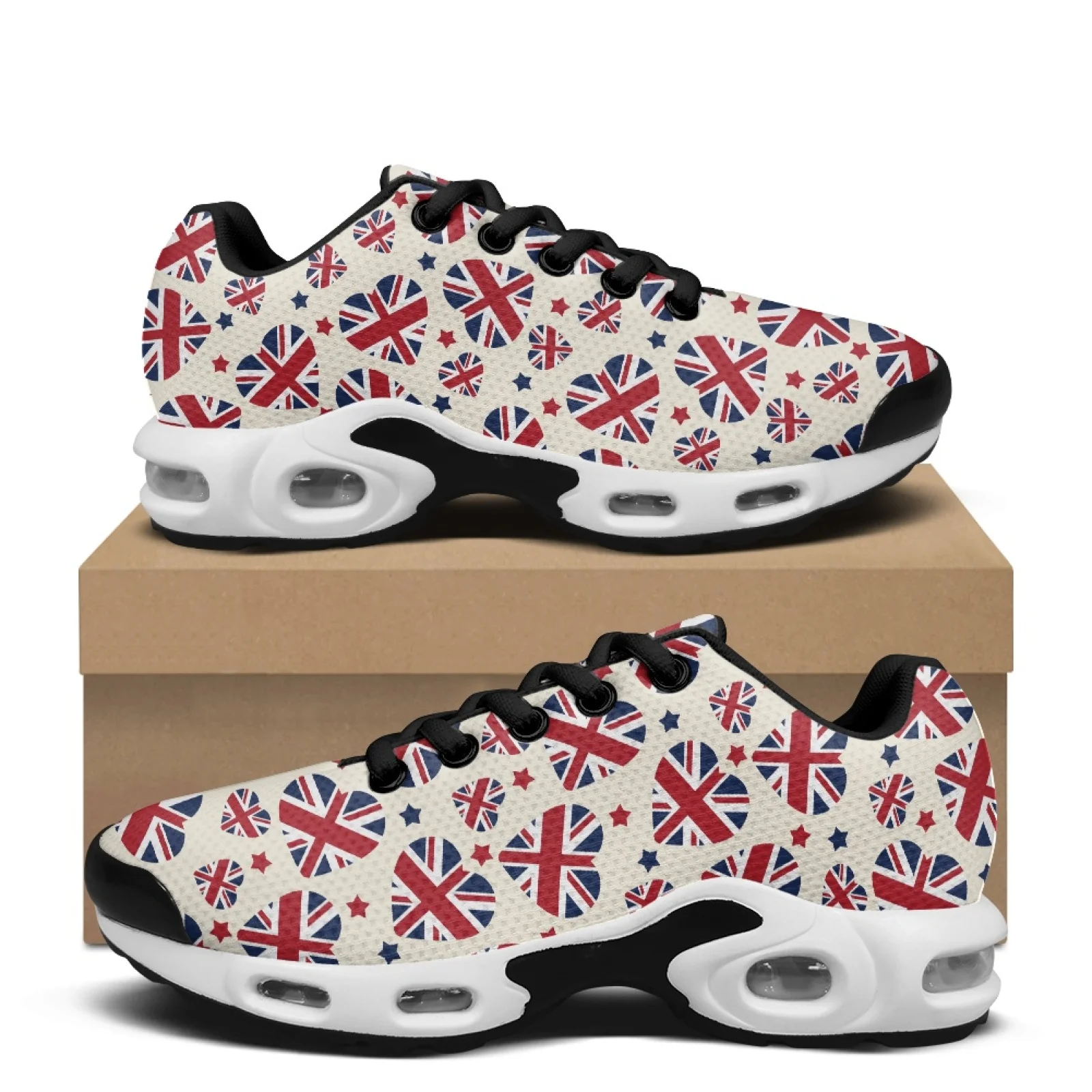Air Cushion Jogger Shoes Men - PENSTROLL ユニオンジャック レースアップ メッシュジョガー アスレチックスニーカー カジュアルスポーツシューズ
