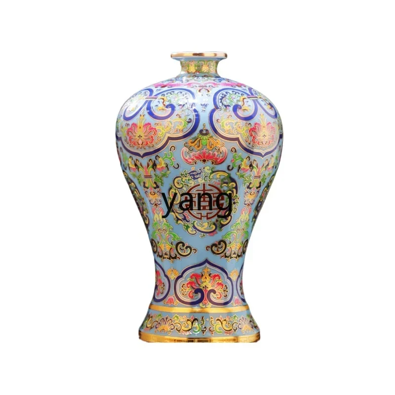 CX1 handmade living room ceramic vase enamel color entangled lotus pattern plum vase home desktop decoration ornament