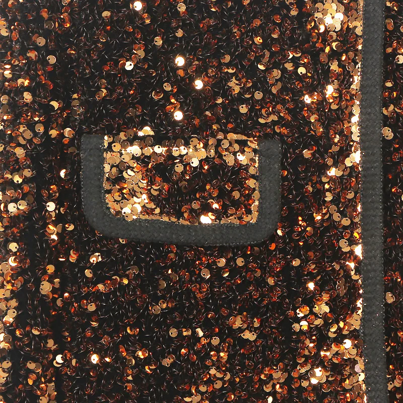 Chaqueta corta dorada brillante de manga larga para mujer, chaqueta de mujer de lujo a la moda de alta calidad con estilo de fragancia pequeña y contraste con múltiples bolsillos