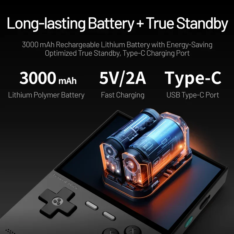 TRIMUI BRICK 레트로 휴대용 게임 콘솔 400PPI IPS 고해상도 화면 리눅스 3000mAh 긴 배터리 수명 무드 LED + 선물 키캡